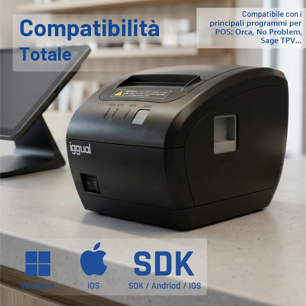 iggual TP EASY 80 WiFi Stampante termica per biglietti da 80 mm Larghezza 230 mm/s Monocromatico