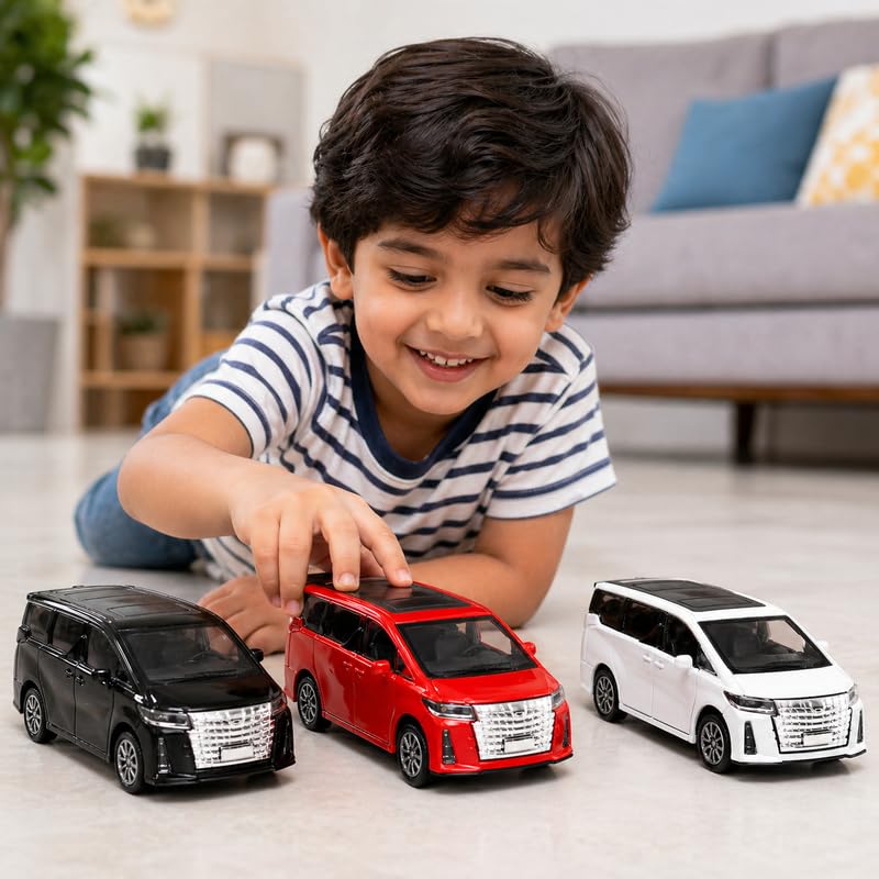 Image of Amisha Gift Gallery Alphard Diecast Toy Car for Kids 1:36 Scale Model Metal Pull Back Sports Car Boys | Metal Pull Back MPV Model, LED Lights & Sound, Openable Doors, Mini Luxury Van