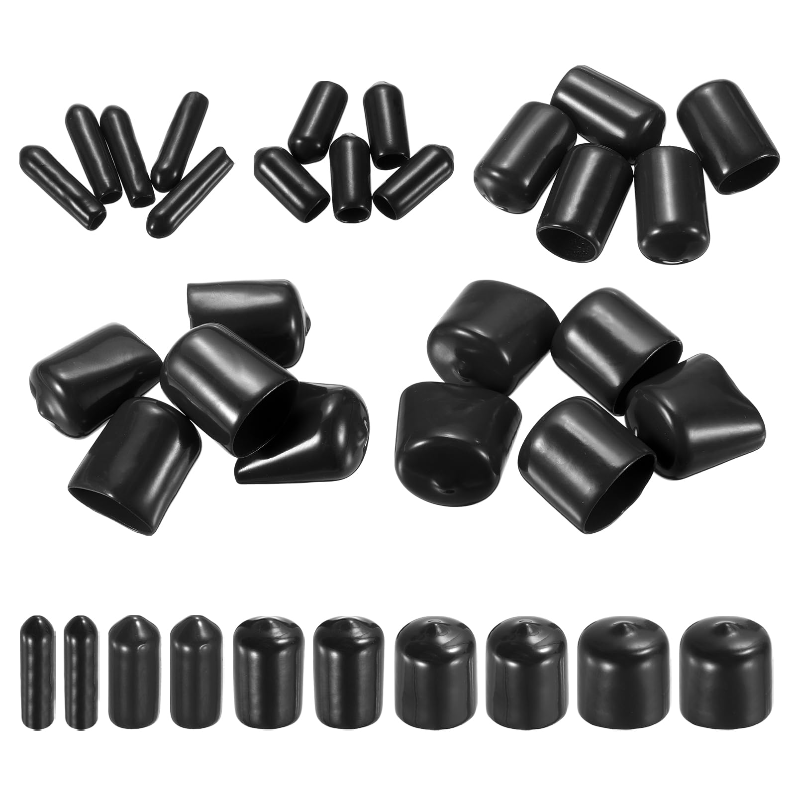 MECCANIXITY Round End Protective Caps 1/8" 1/4" 1/2" 3/4" 1" Black