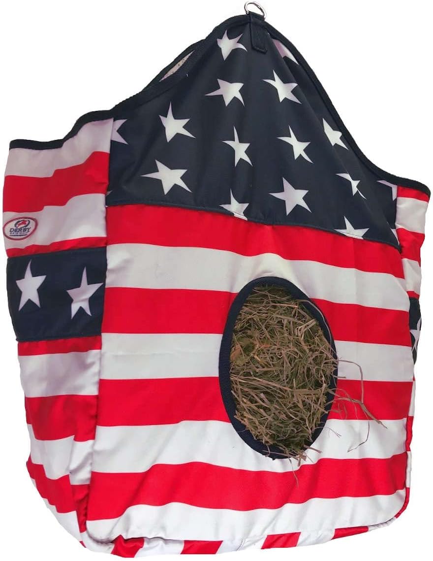 Tahoe Tack Large Patriotic 1200D Horse Hay Bag with Extra Wide Gusset and 6 Month Warranty