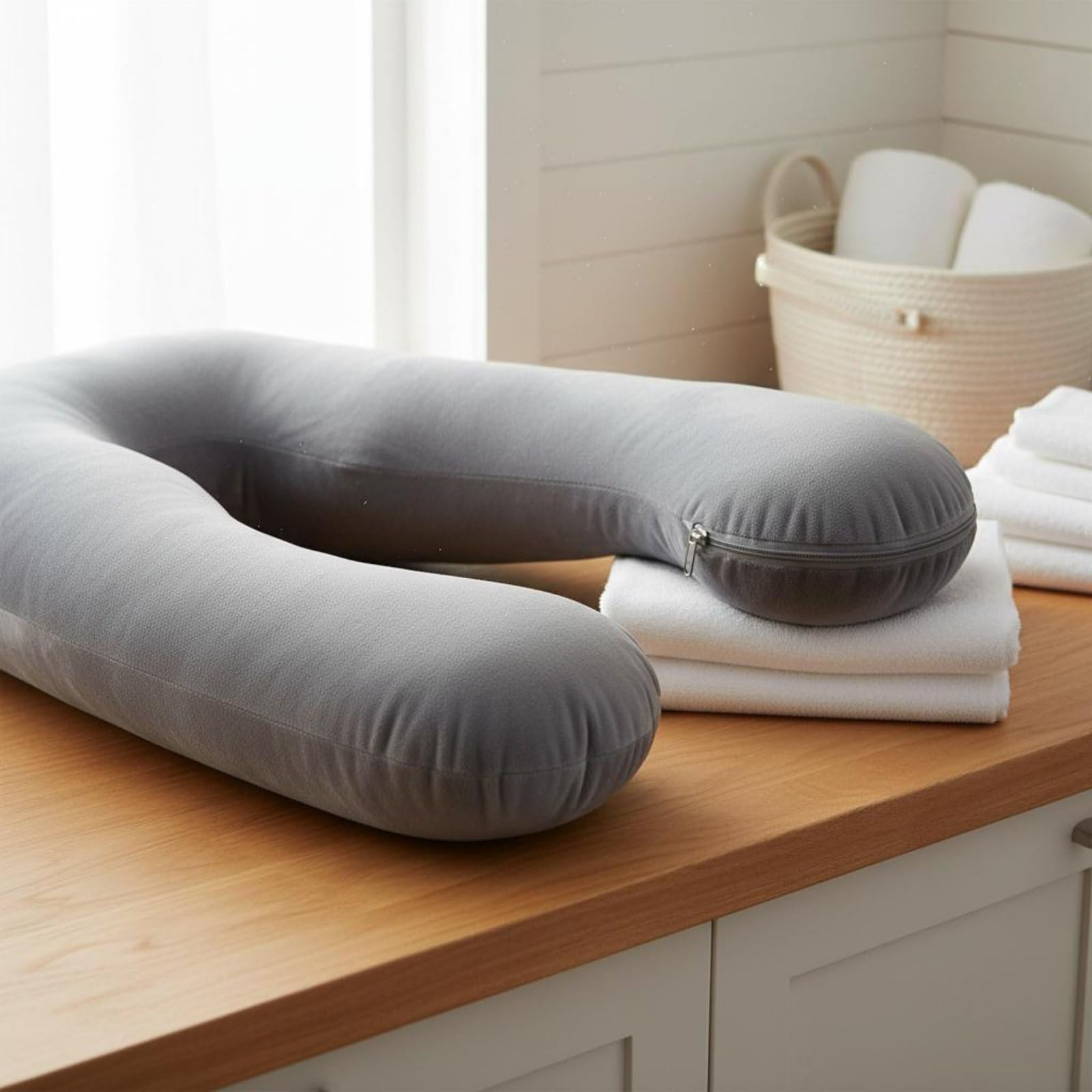Sharplace Schwangerschaftskissen Umarmungskissen Ganzkörperschlafkissen Ergonomisch Geformtes Stützkissen Und Pflegeleicht zu Reinigen für Rückenunterstützung Seitenschläfer Sofa
