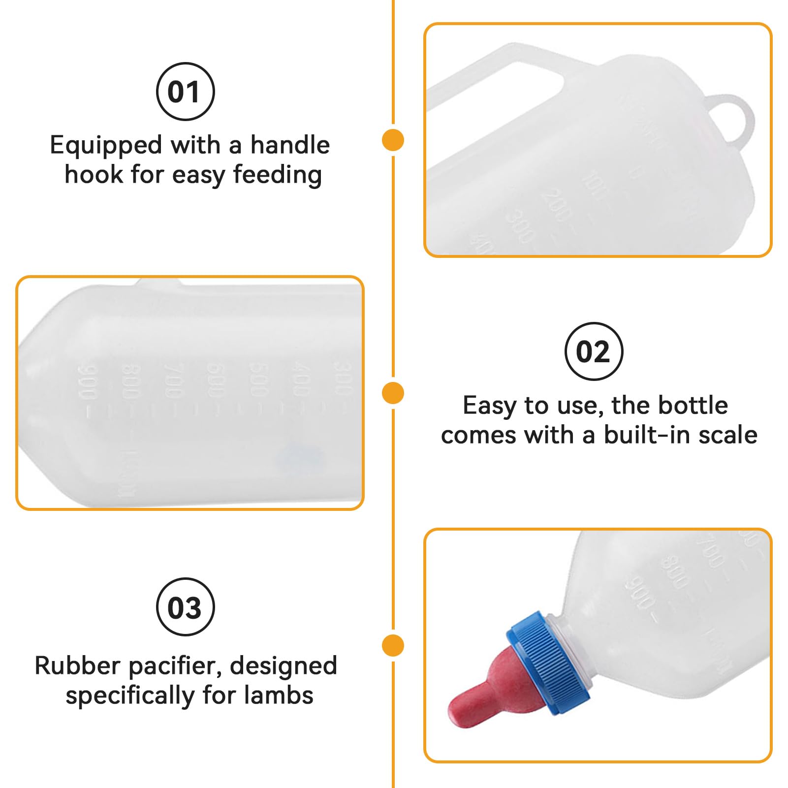 1L Biberon De Lait De Veau, Bouteille De Lait Bouteille d'alimentation De Lait Sucette d'alimentation De Lait De Biberon d'agneau À Visser Biberon Veau avec Tétine pour Chèvre, Agneau, Chiot, Poulain
