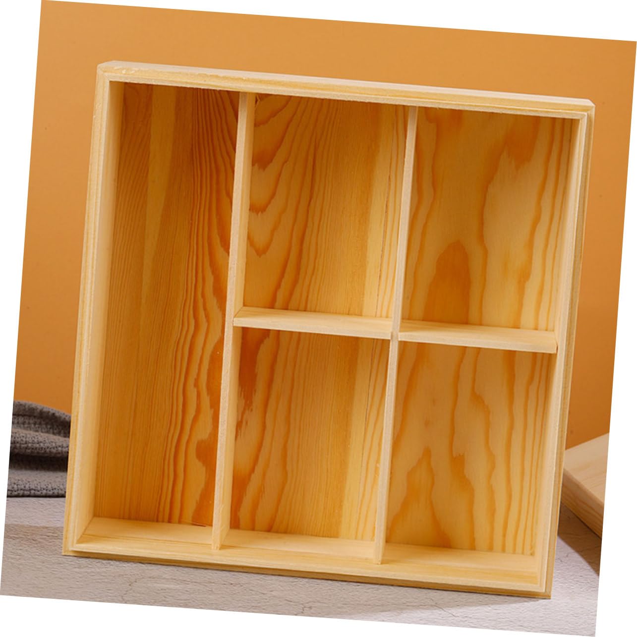 Scatola Porta Tè in Legno Scomparti, Organizer da Tavolo Quadrato