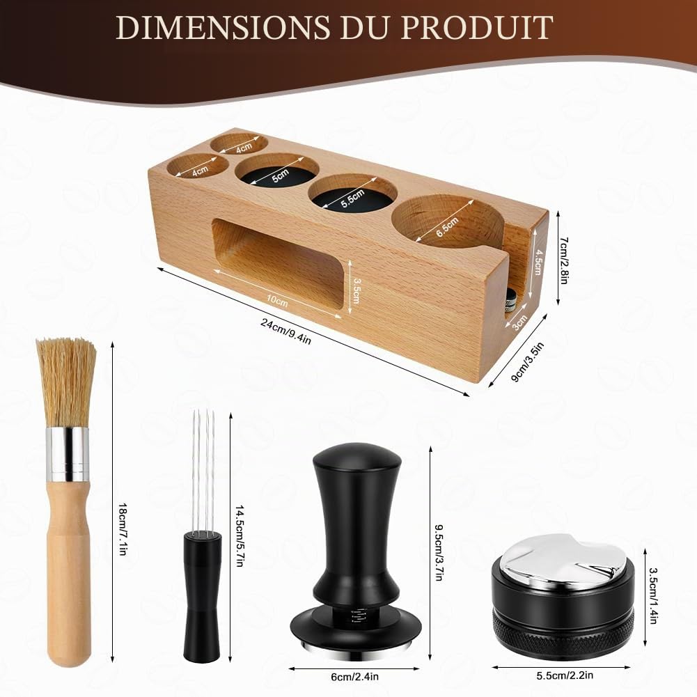 51mm Espresso Tamper Set avec Station Tamper, Kit Accessoires pour Espresso