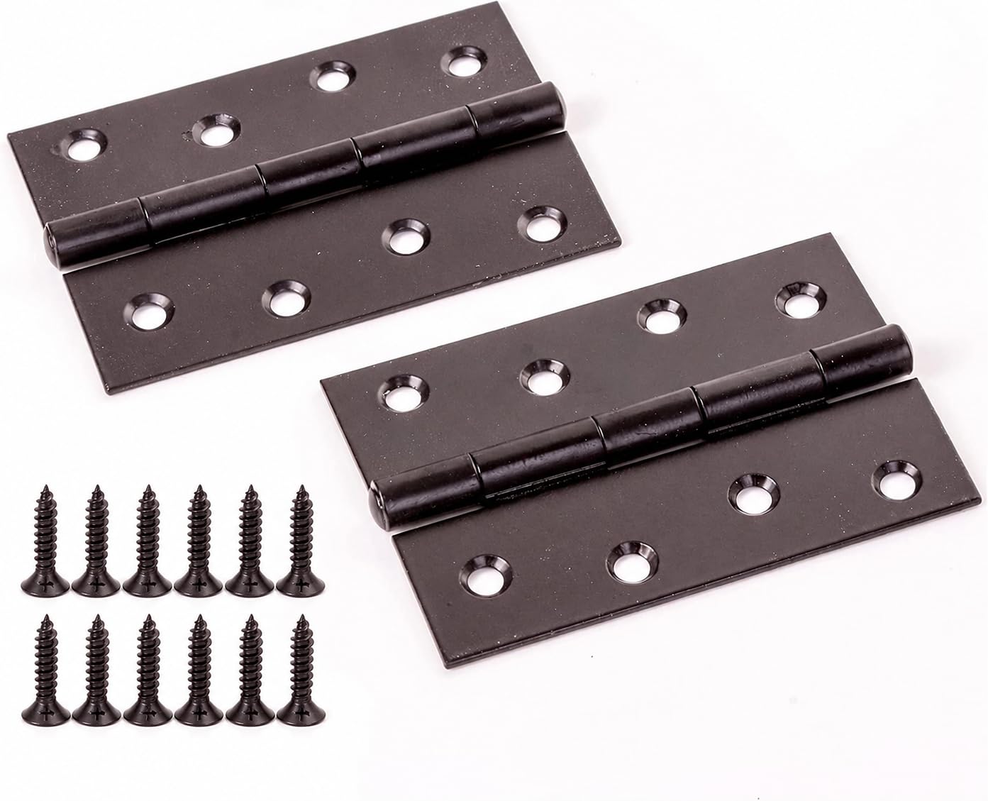100mm Black Butt Hinges 4 Inch Steel Door Hinges, 2 Pack
