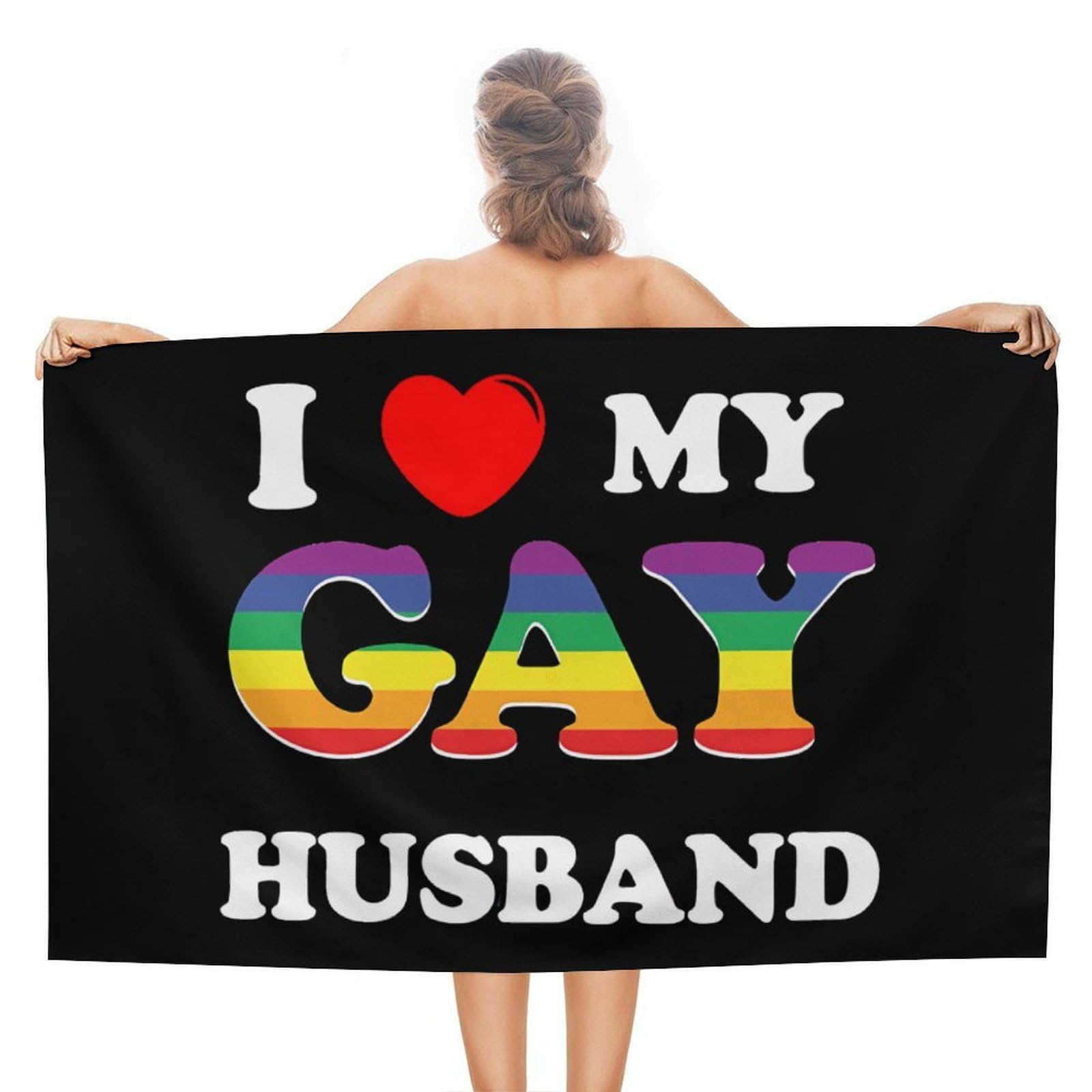 CGSBNGHA I Love My Gay Husband Beach Towels Soft Bathroom Bath Pool Swim Towels for Women Men