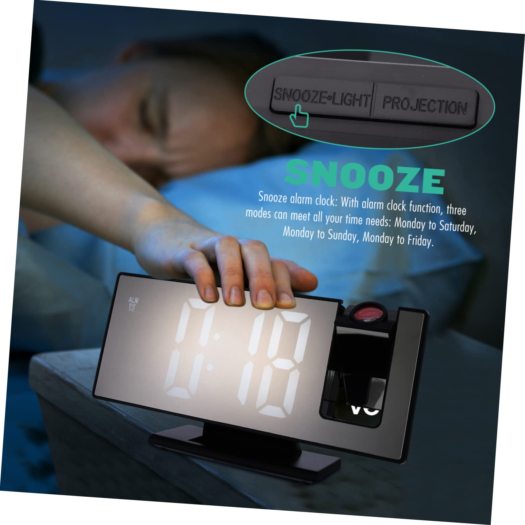 LIFKOME Projektionswecker -anzeige Digitaler Wecker Für Schlafzimmer Große Bildschirmuhr Projektionswecker Batteriebetriebener Digitaler Projektorwecker