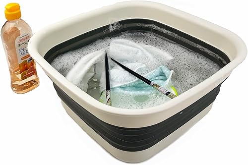 Miniatura 10 de SAMMART Tina plegable de 8 litros (2.1 galones) - Tina plegable - Lavabo portátil - Bañera de plástico que ahorra espacio (blancomorado pálido)