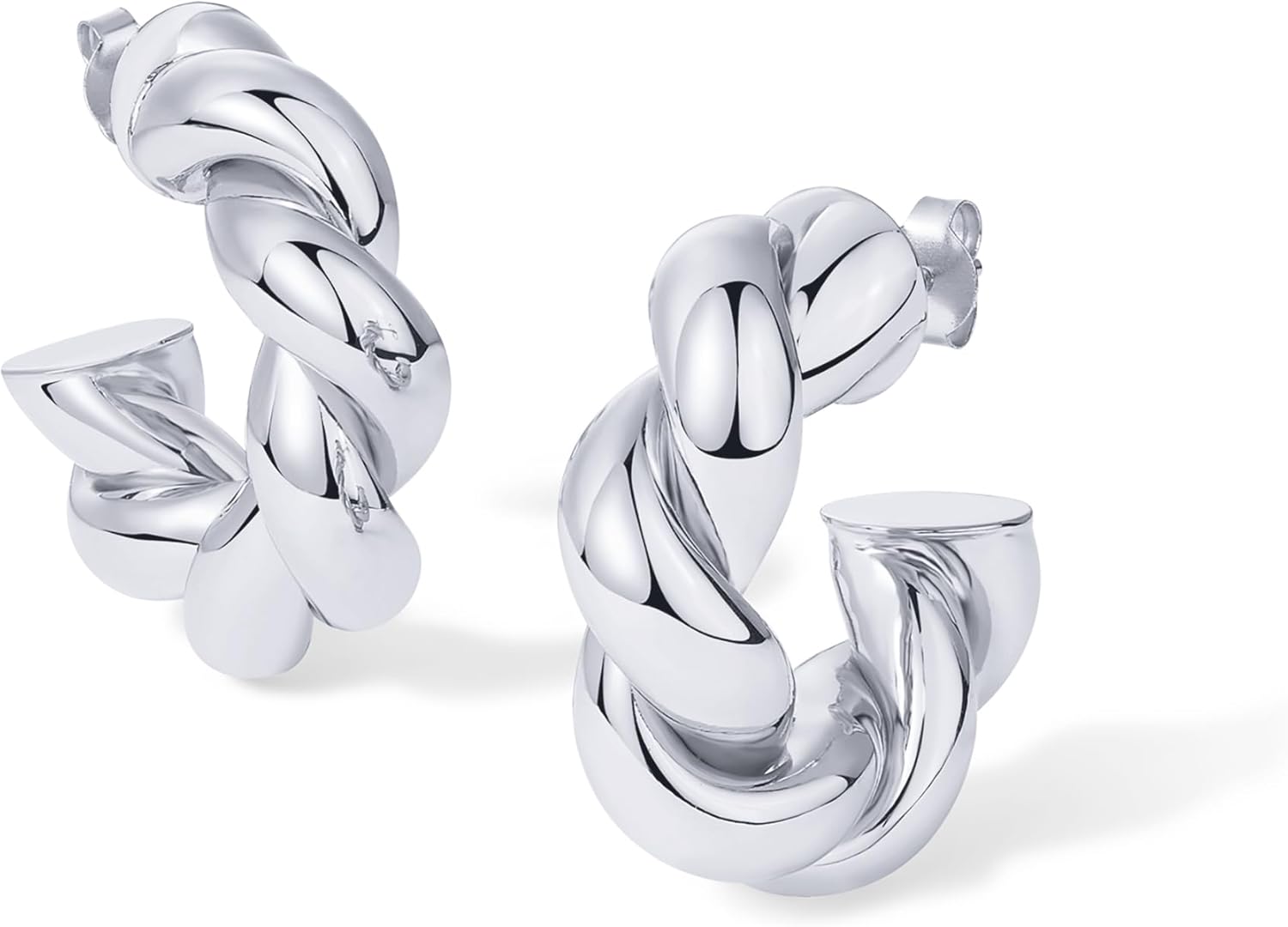 PAVOI 14k Gold Plated Hoop Earrings for Women | Twisted Rope Design Chunky Gold Earrings | Hypoallergenic Statement Fashion Jewelry | 30mm - Image 3