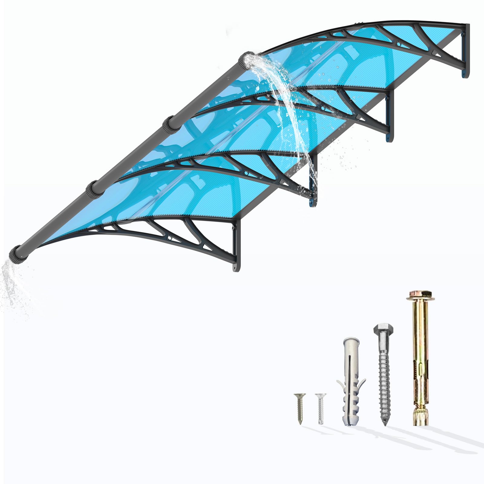 Window Awning Door Canopy 32"x120", Awnings for Doors Polycarbonate Cover Patio Door Awning UV Rain Snow Sunlight Protection Hollow Sheet with