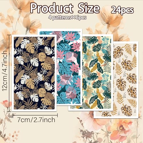 OLYCRAFT 24Pcs Leaf Clay Transfer Paper 4 Design Transfer Papers for Polymer Clay Tropical Leaves Polymer Clays Transfers Sheets Palm Frond Transfers Paper for Clays Earrings Jewelry Making - Image 2