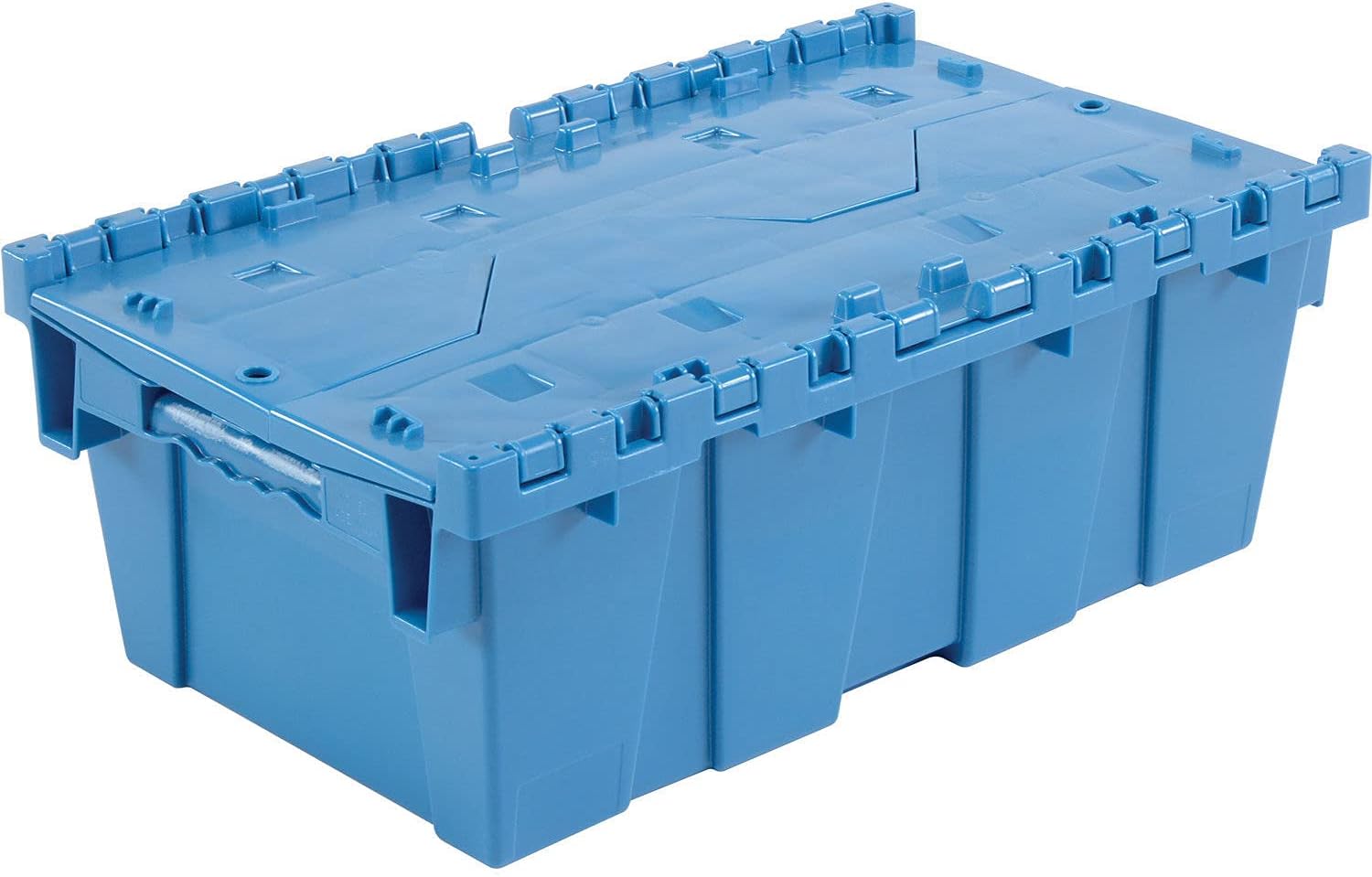 Global Industrial Distribution Container With Hinged Lid, 19-5/8x11-7/8x7, Blue
