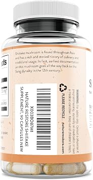 Nature Restore Shiitake Mushroom Extract Supplement, 90 Capsules, High 30% Polysaccharide Concentration, Non-GMO, Gluten Free