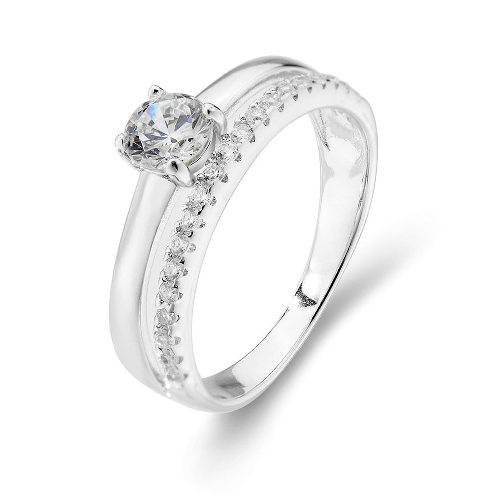 KnSam Anillo de boda de oro real de 9 K/14 K/18 K, oro blanco, anillo apilable de la amistad con diamante creado en laboratorio, oro blanco Au 375/585/750, talla 47-65