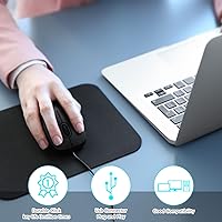 Vista 3 de Sherr Ratones de computadora USB con cable negro, 10 piezas, DPI ajustable 800/1200/1600, mouse con cable de 4 botones para oficina en casa