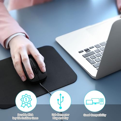 Miniatura 4 de Sherr Paquete de 24 ratones de computadora a granel con cable USB silencioso con cable óptico USB con 3 ratones de computadora DPI ajustables