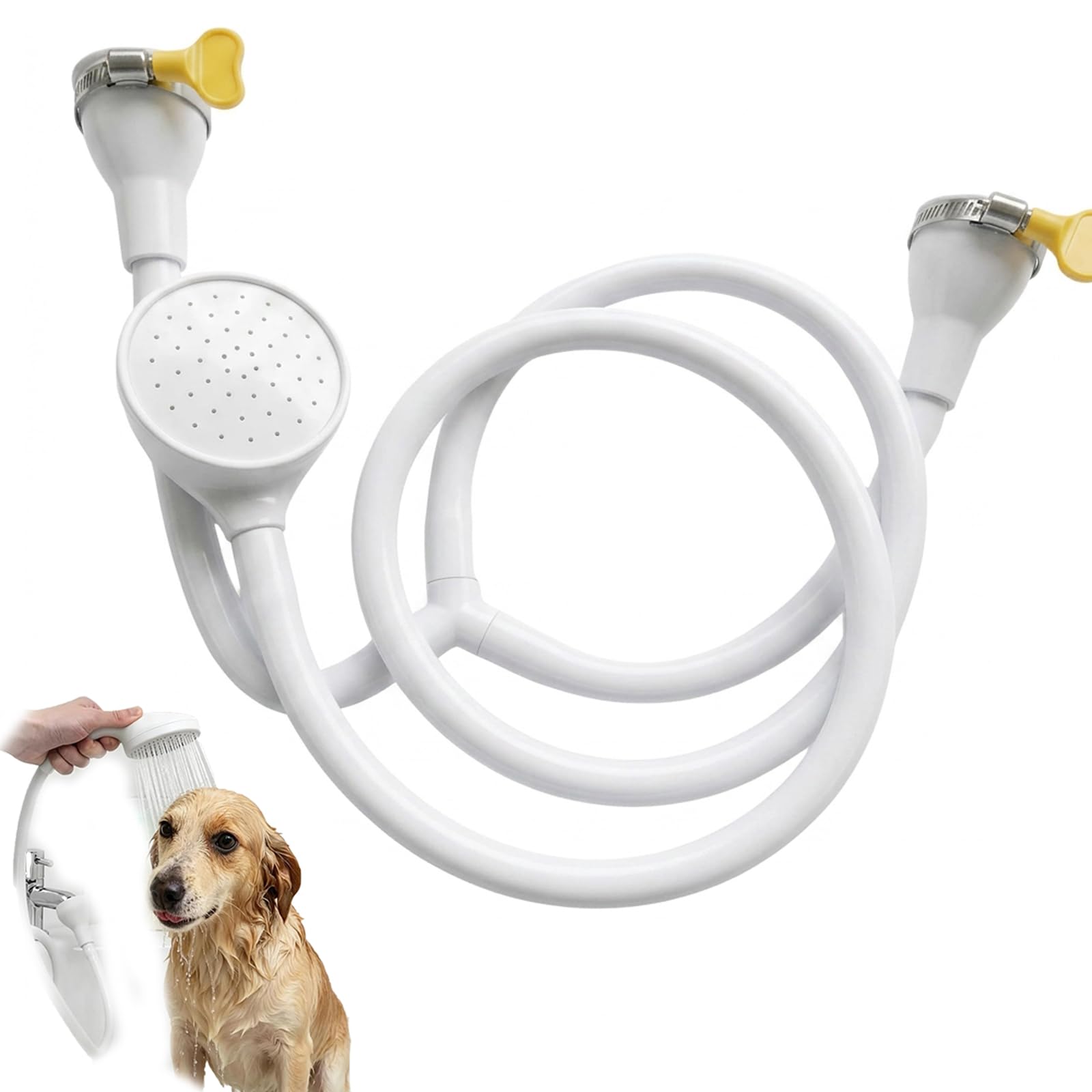 Double Tap Shower Attachment with 2 Clamps, Tap Shower for Bath Taps