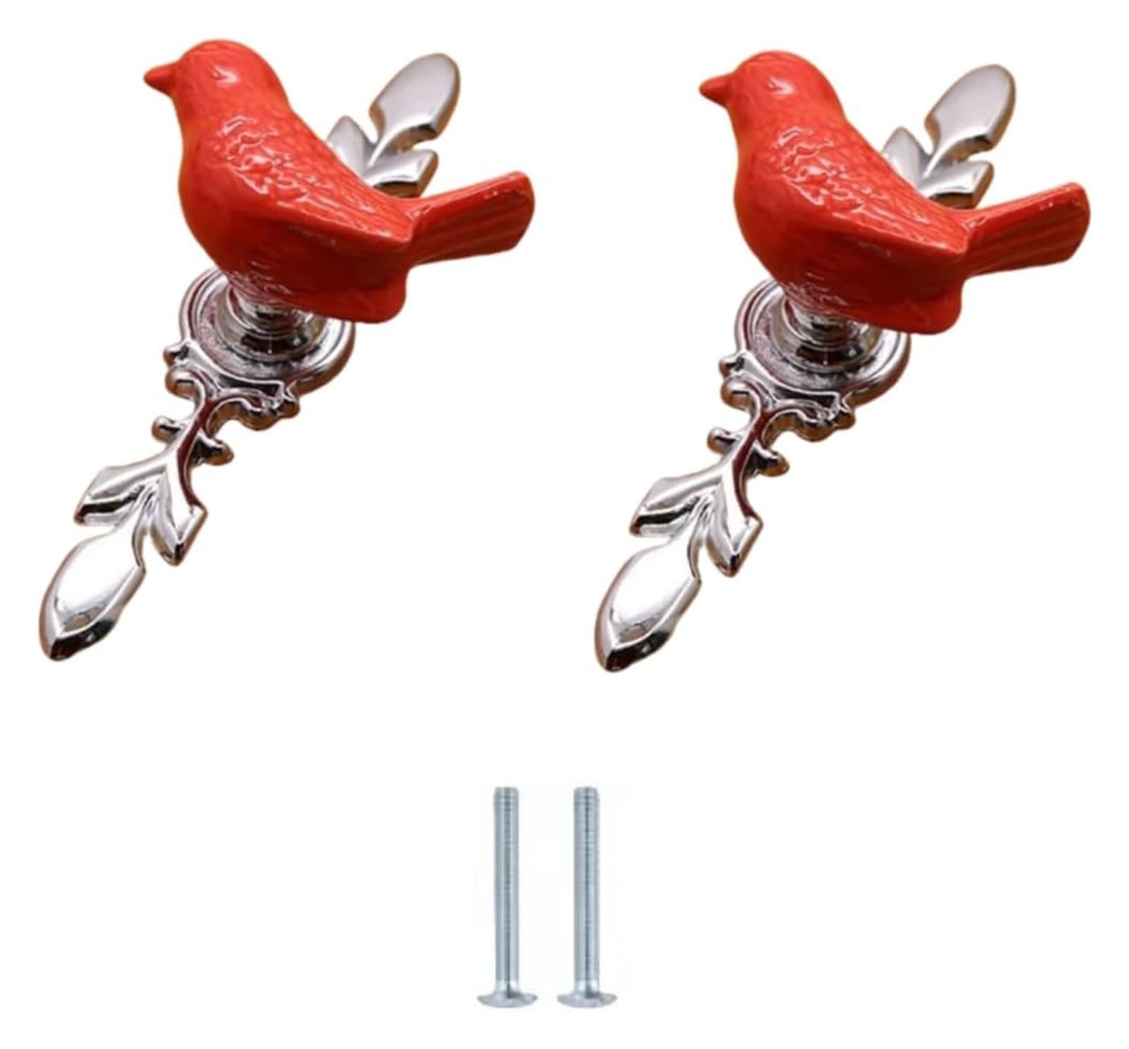 LQZAXSRDR Ceramic Cupboard Drawer Handle Knobs, Ceramic Zinc Alloy Kitchen Door Knobs Pack of 2 Red for Cabinets Drawers(Red Pigeon-Trumpet)