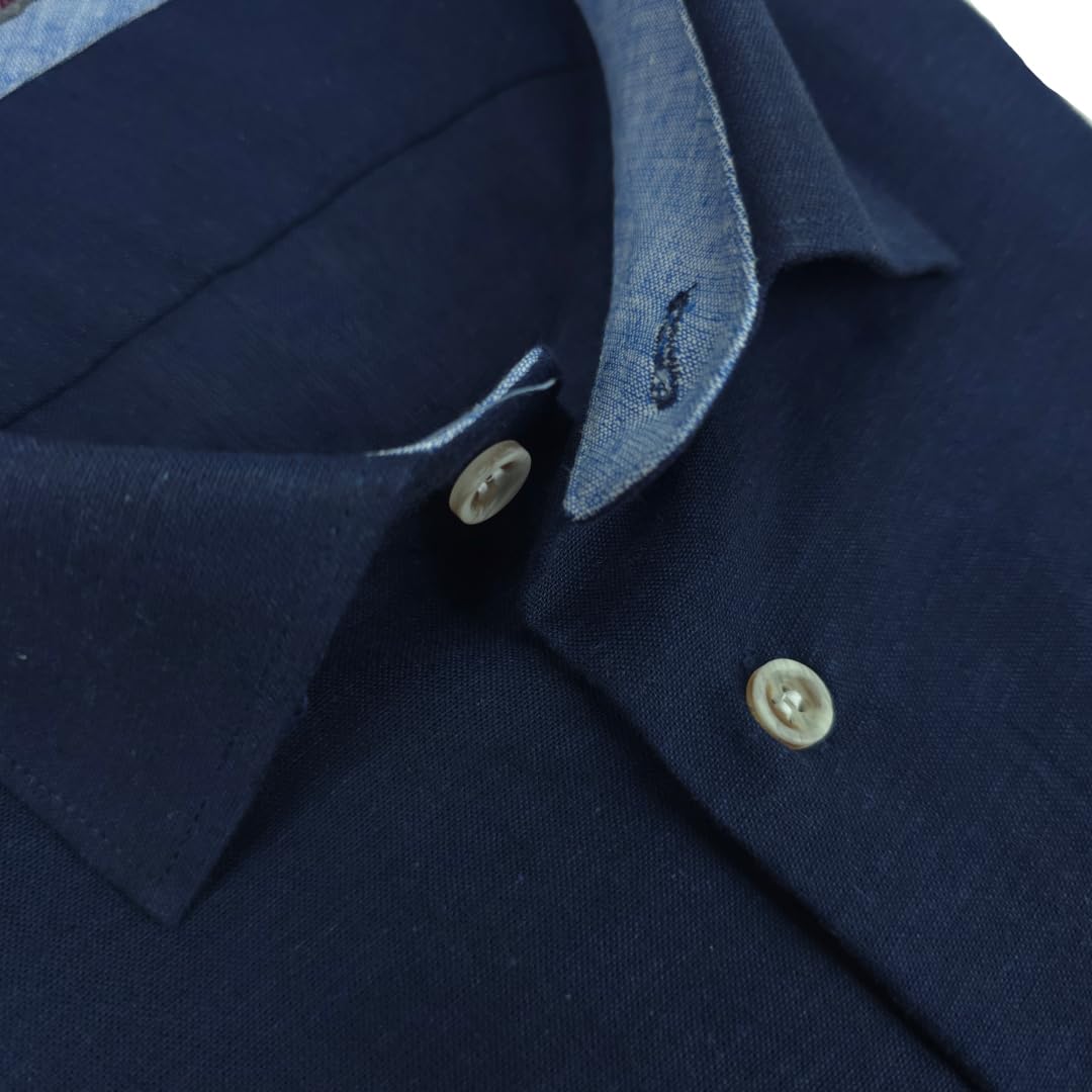 Camisa de hombre de manga larga, 100% puro lino, tallas fuertes, botón Down, color liso, 4XL, 5XL, 6XL turquesa 5X-Large