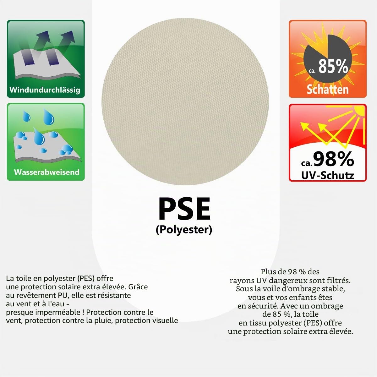 AMANKA UPF50+ Voile d'ombrage UV - 4x4x4 Polyester Triangle Protection Solaire - Toile Hydrofuge