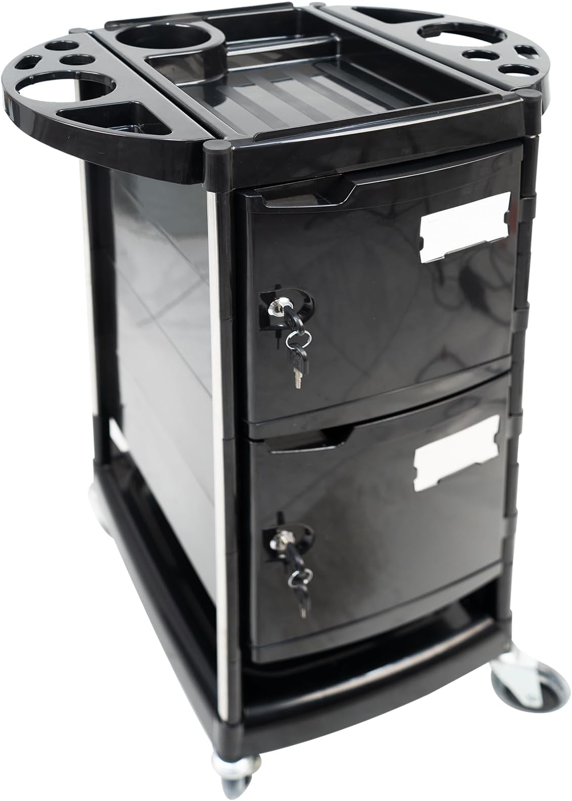 Black Beauty Salon Trolley Cart with Five Detachable Trays - Professional Equipment for Salon & Spa (L)