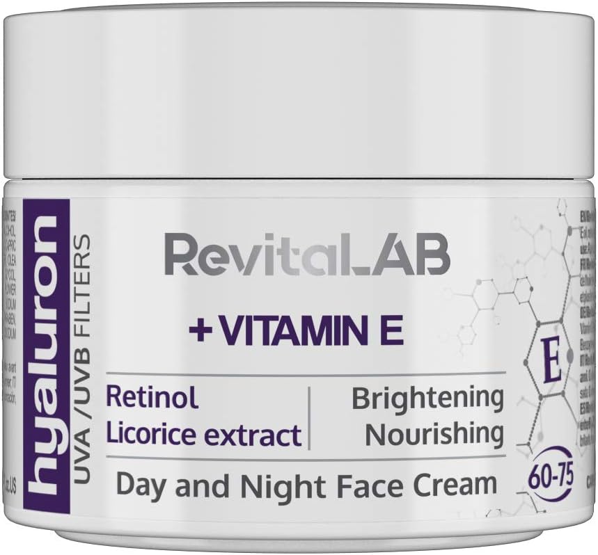 Hyaluron Anti-Ageing Day and Night Cream, Enriched with Vitamin A (Retinol) Vitamin E, Liquorice Root Extract, Hyaluronic Acid and UV Filters, for Ages 60 – 75, 50 ml