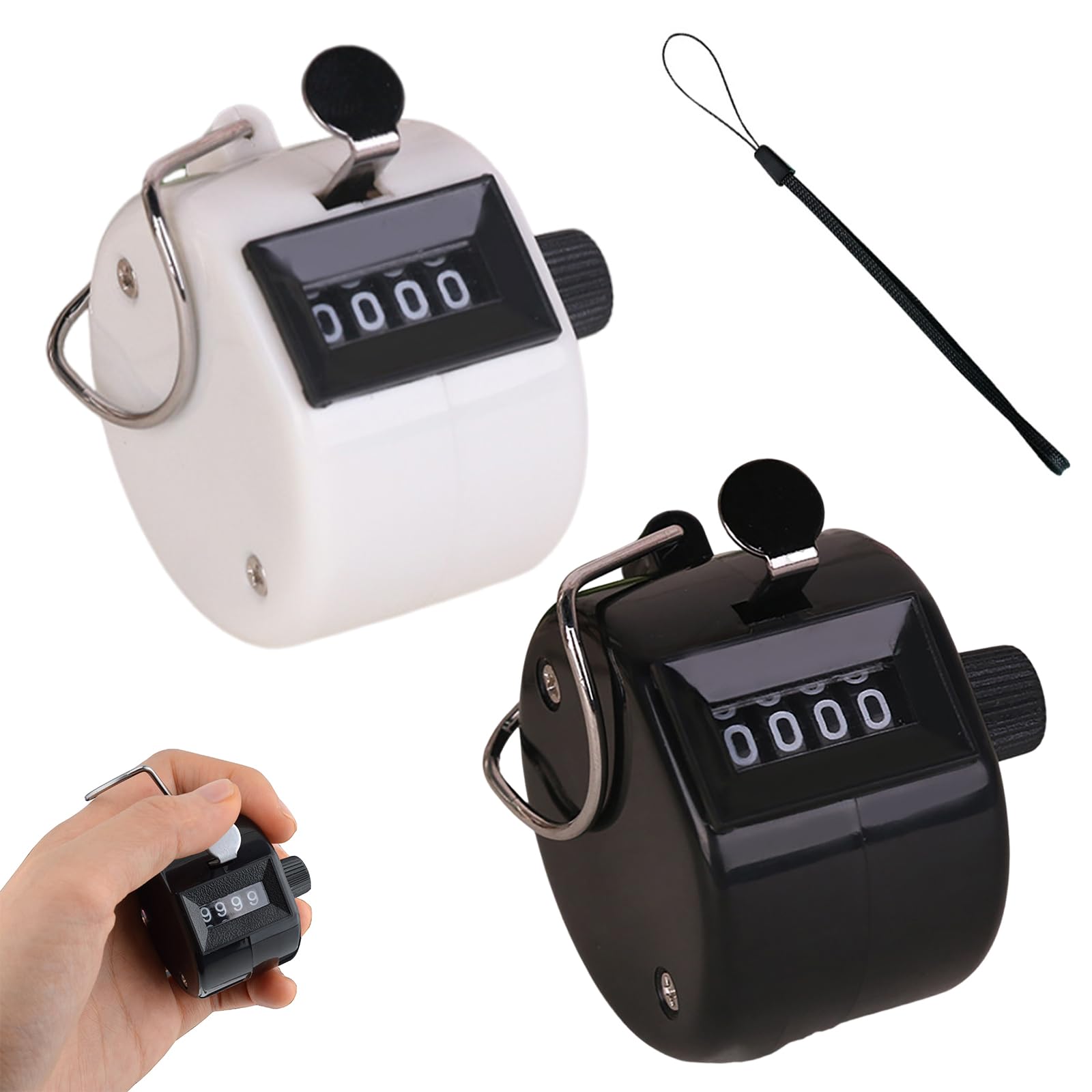 Contatore a Mano 4 Cifre in Metallo e ABS, Contatore Clicker Meccanico per Sport, Persone, Allenatore, Scuola, Golf