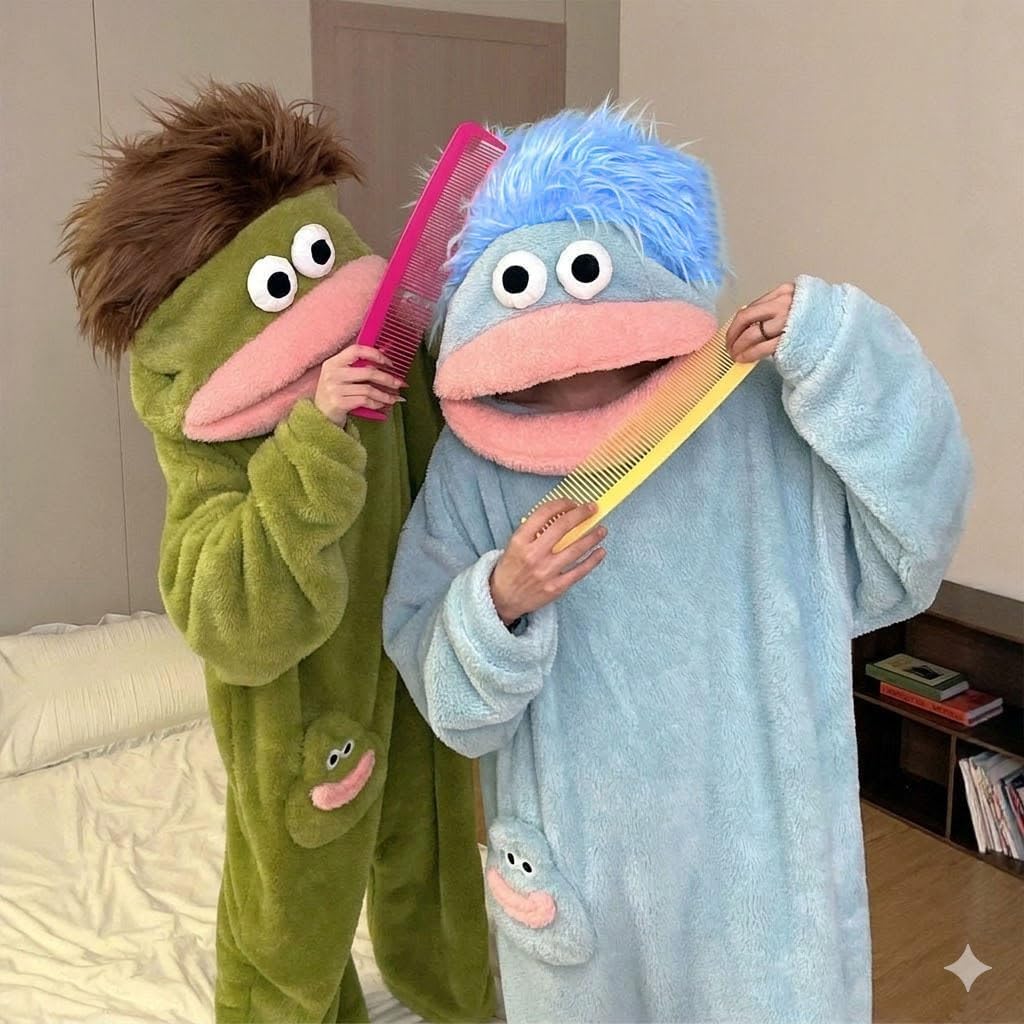 Silly Frog Onesie Pajamas – Soft Plush Cosplay Jumpsuit, Unisex Cozy Loungewear for Sleepovers & Relaxation - view 2
