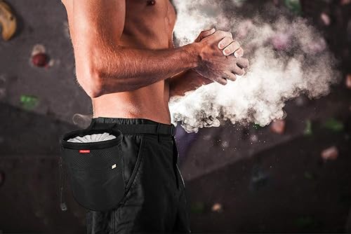 Miniatura 8 de Moko Rock Climbing Chalk Bag, Bouldering Chalk Pot Bucket with Adjustable Belt & Carabiner Drawstring Climbing Gear