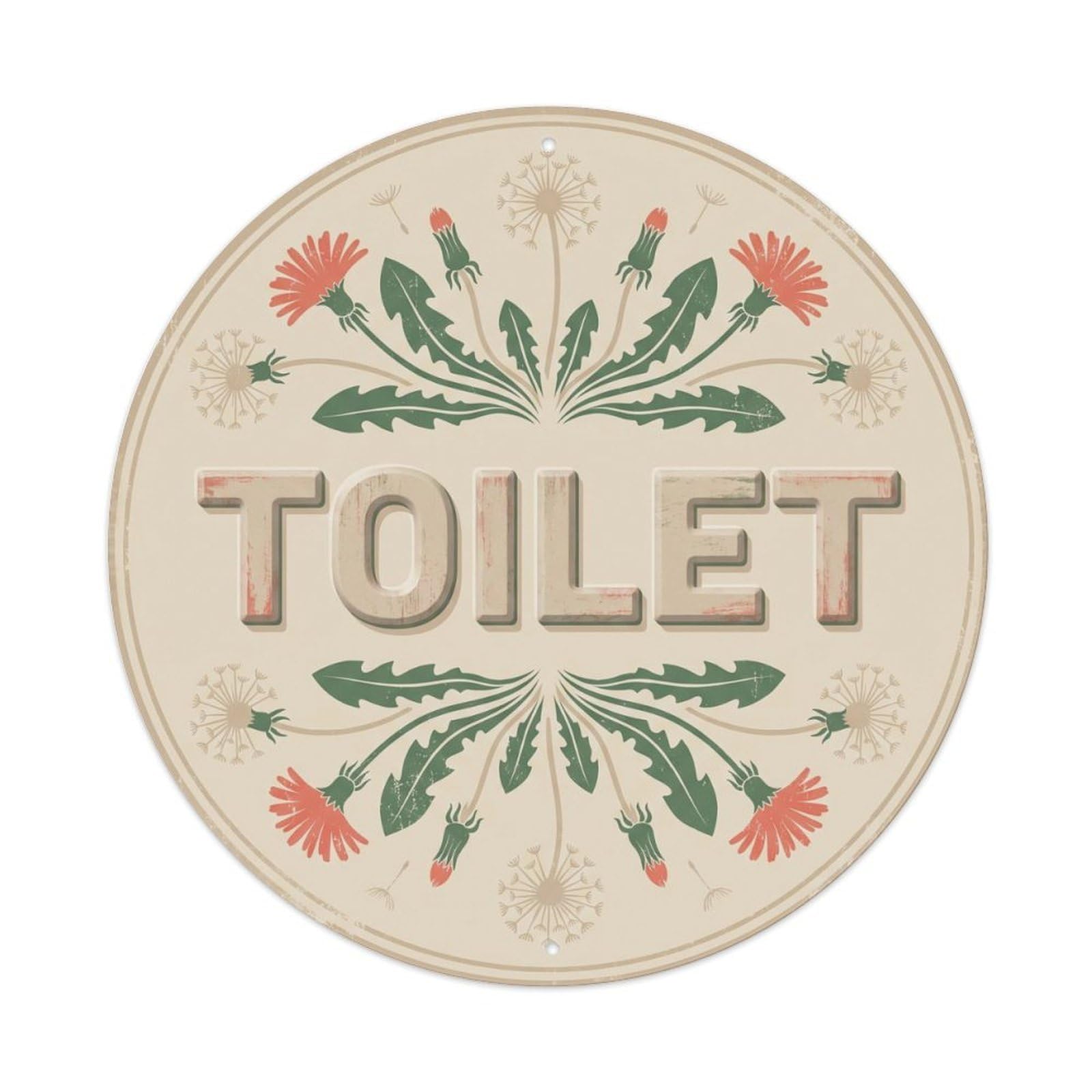 Okahys 8X8inch(20X20cm) Toilet(Wc) Signage Dandelion Vintage Metal Tin Sign