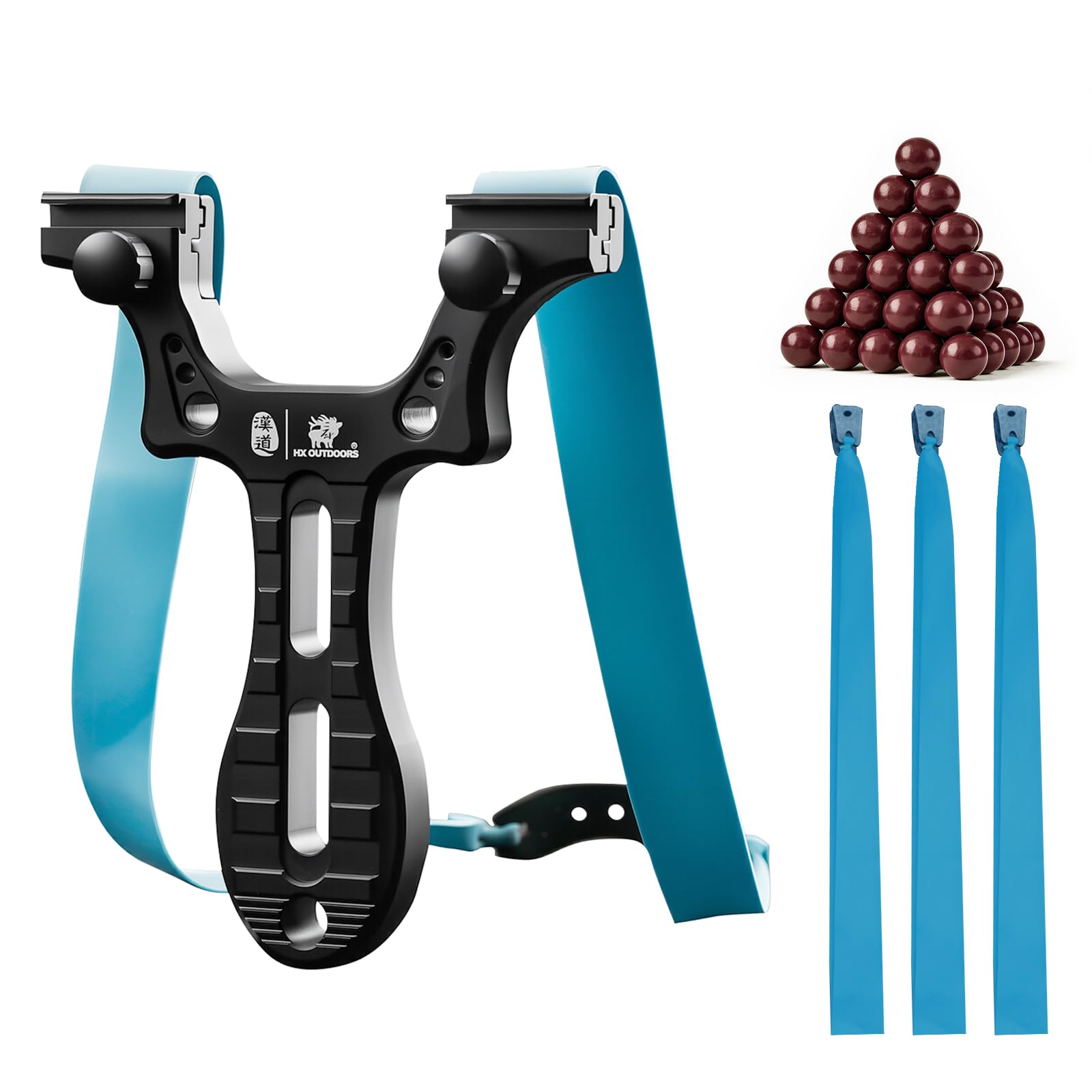 HX OUTDOORS EDC-079A Steinschleuder Zwille Schleuder, Schleuder Set aus Aluminiumlegierung für Profi Jagd, Gesamtlänge 11 cm, Outdoor Sport Schleuder Und Tonkugeln (Schwarz