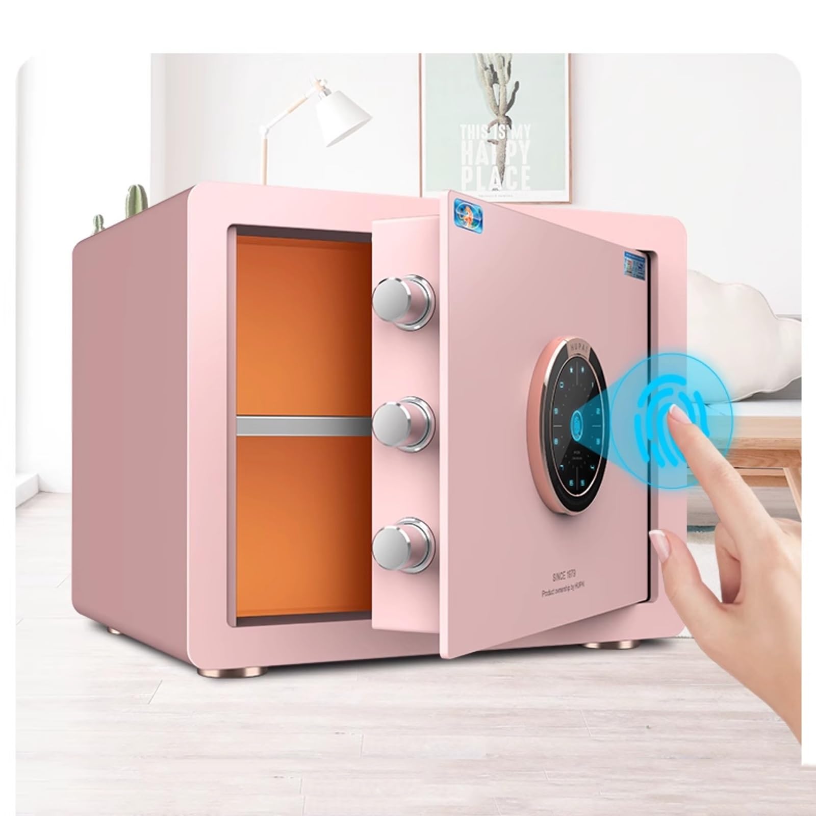 Cassaforte per impronte digitali e password, 30 cm, per casa, ufficio, soggiorno, camera da letto, cassaforte compatta per oggetti di valore e documenti importanti