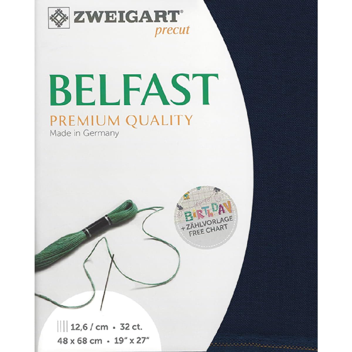 Zweigart Dunkelblau Navy Blue (589) 32 Count Belfast Linen Evenweave Metre Measuring 140Cm X 100Cm (55 X 40 Inches)