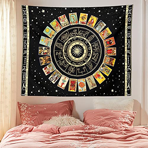 Xgxl Tapestry Tarot Zodiac Tapestry - Astrology Tapestry For Bedroom Aesthetic Blanket Black Constallation Tapestry Manta De Tarot College Dorm Room Decor Psychic Tablecloth #TOP2