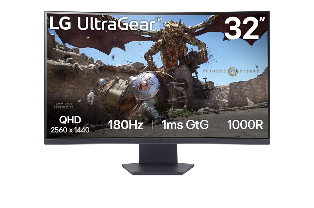LG Ultragear™ 32GS60QC-B.AEU Ecran PC Gaming 32" - Dalle VA résolution QHD (2560x1440), 1ms 180Hz, HDR 10, sRGB99% (CIE1931), AMD FreeSync, inclinable, DisplayPort 1.4, HDMI 2.0 (2)