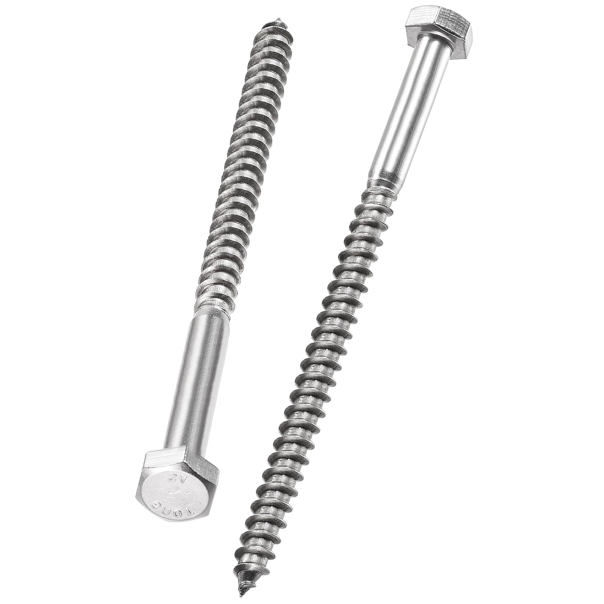 Unifizz 10 Pcs Hex Lag Screws, M8 x 120mm 304 Stainless Steel Wood Bolts