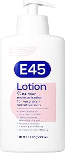 E45 Moisturising Lotion 500 ml for Dry & Sensitive Skin - Long-Lasting Hydration Protect from Dryness, Reduce Redness - Dermatological Body Moisturiser Lotion - Body Lotion - Daily Moisturiser - View 2