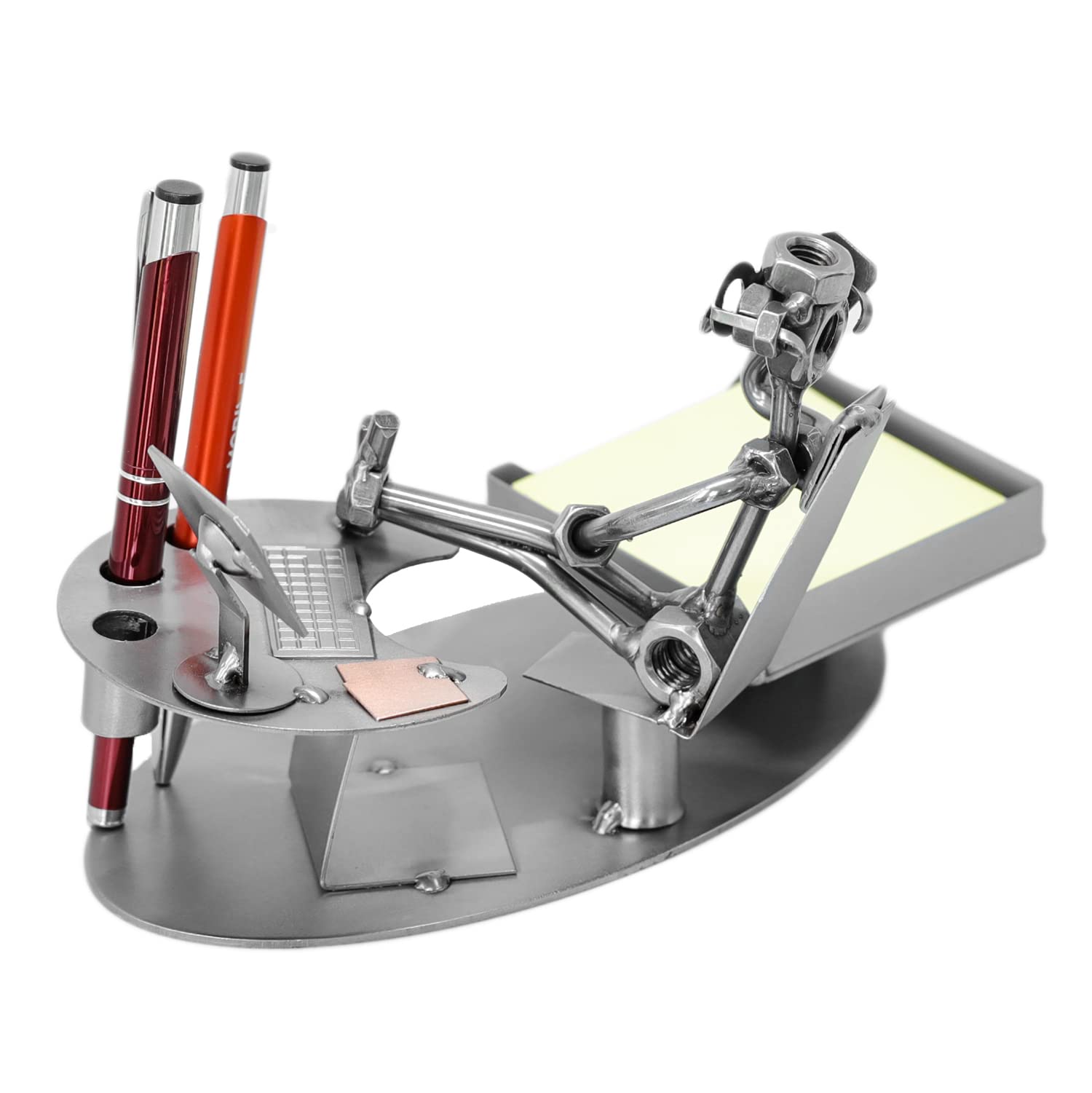 Schraubenmännchen BÜRO PC Schreibtisch Organizer Stiftehalter Zettelbox Handarbeit Geschenkidee Metallmännchen Stahlfigur - Deko für Büro & Zuhause