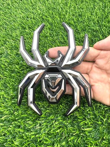 Image of 1pc Big 5.5inch Spider Emblems 3D Fender Rear Door Badges Custom Sticker Nameplate Replacement for Universal Car Body Motorcycle SUV Widow Door Edition Decoration (Chrome Black)