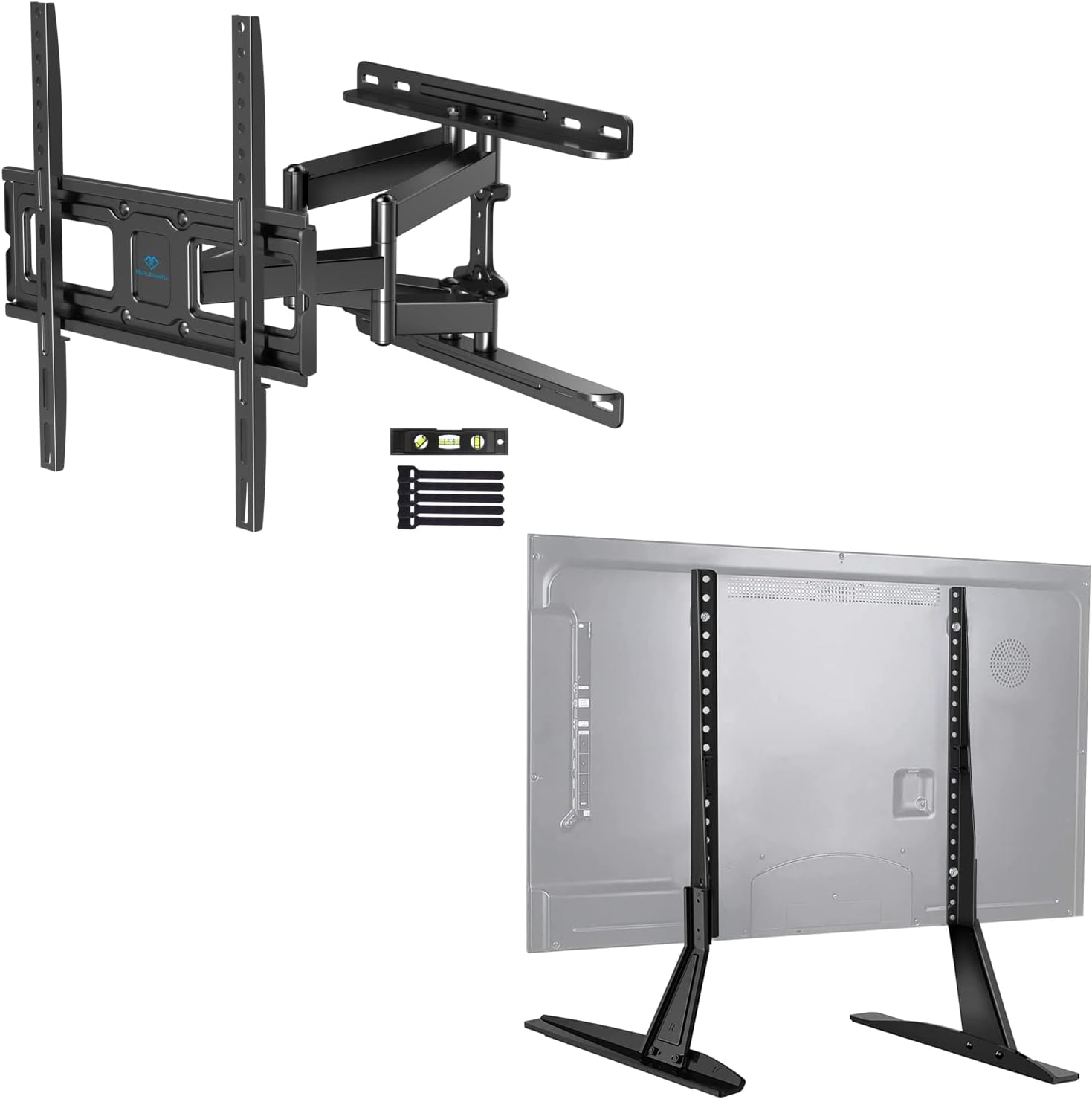 Table Top TV Stand Bundle with Full Motion TV Bracket Electronics