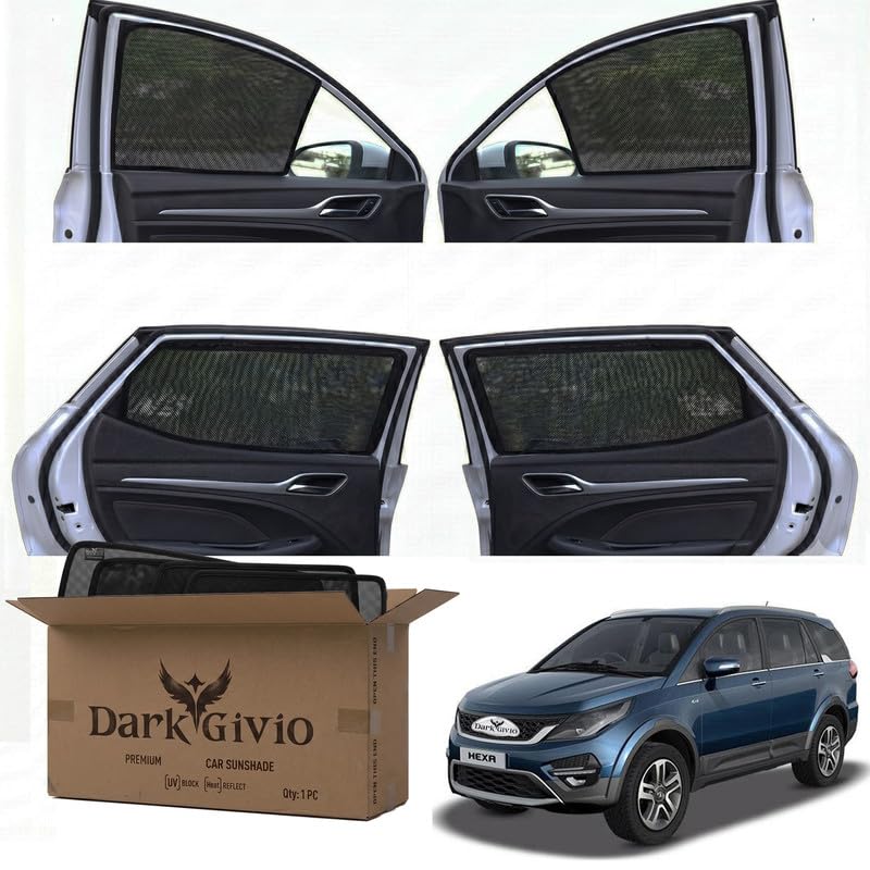 Image of Car Window Sun Shade Protector for Hexa | Exact Fit Non-Magnetic Half Cut Sunshade (Set of 4 /6) | UV Blocker Side Window Car Curtains & Interior Accessory