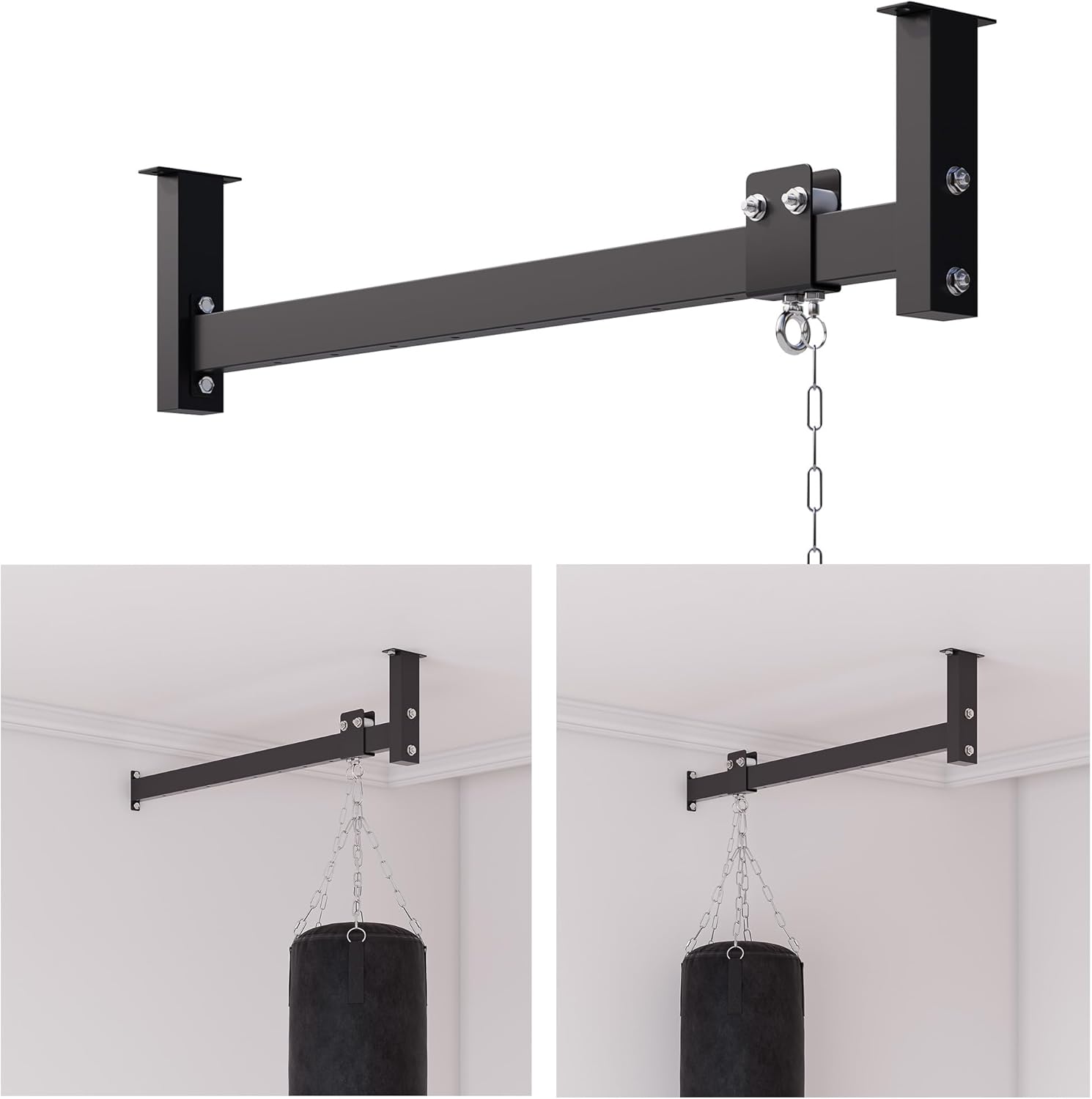 Heavy Bag Hanger Roller Wall & Ceiling Mount, 42" Adjustable Sliding Rail Punching Bag Hanger Bracket, Space-Saving Roller Track System for Boxing, Kickboxing, MMA, Muay Thai, Supports 300 lbs