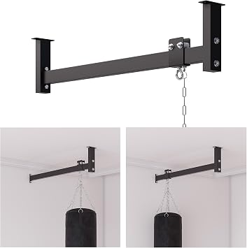 Heavy Bag Hanger Roller Wall & Ceiling Mount, 42" Adjustable Sliding Rail Punching Bag Hanger Bracket, Space-Saving Roller Track System for Boxing, Kickboxing, MMA, Muay Thai, Supports 300 lbs