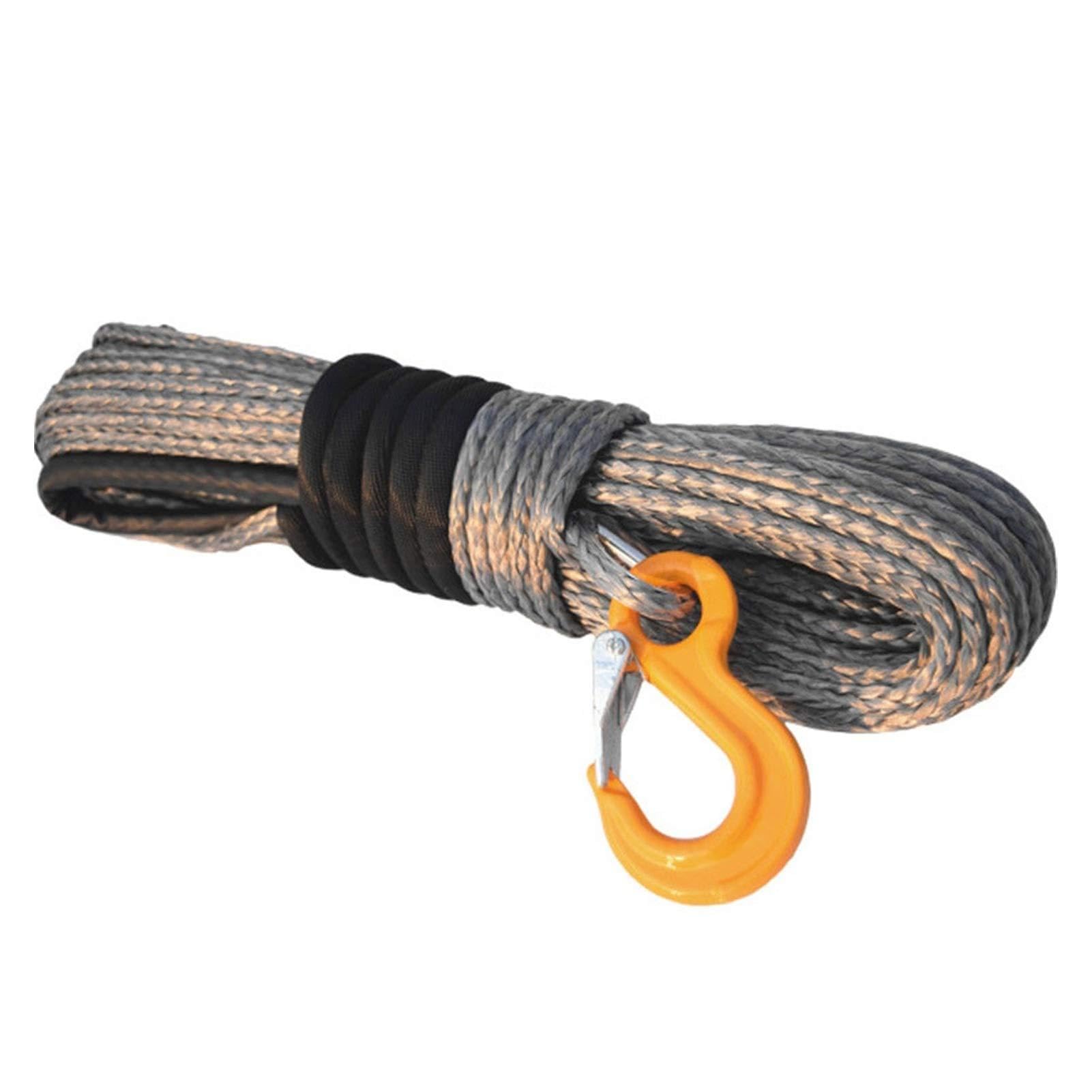 Winch Rope, 3/8"*100ft UHMWPE Winch Rope,ATV Cable,Tow Car, for Electric Winches,Off Road(Gris)