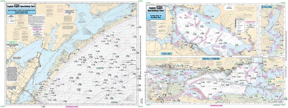 Nearshore/Inshore Matagorda to Aransas Pass, TX - Laminated Nautical Navigation & Fishing Chart by Captain Segull's Nautical Sportfishing Charts | Chart # MAP56