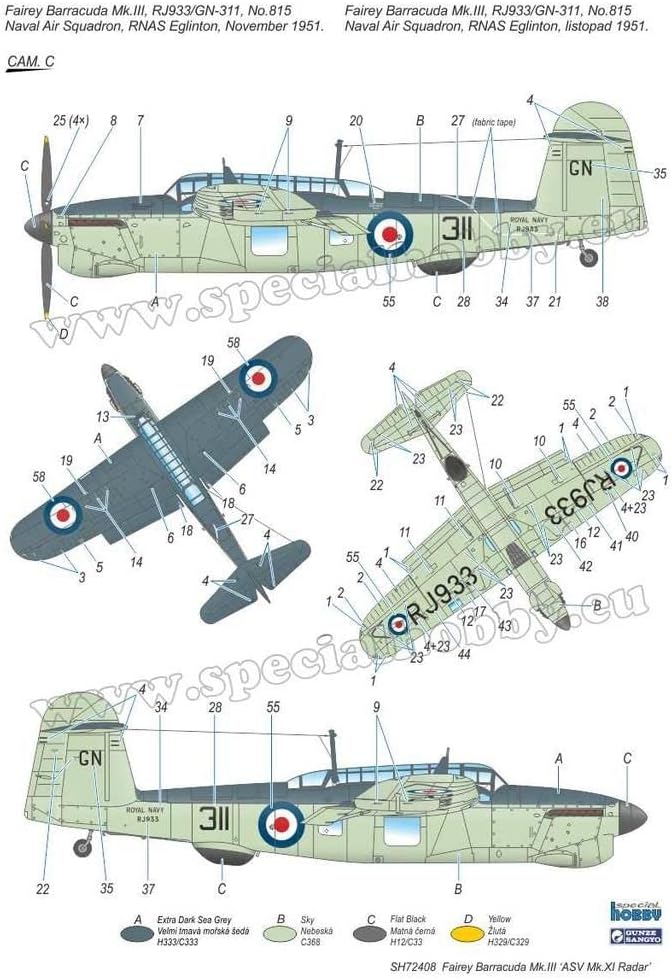 Special Hobby 1/72 Scale Fairey Barracuda Mk.III ASV Mk.XI Radar - Plastic Model Building Aircraft, Item # SH72408