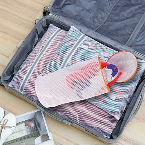Kimmama Shoes Wash Bags,Sneaker Mesh Washing Bag,Shoe Cleaning Laundry Bag For Gym Shoes,Sneaker,Yeezt Boost,Slipper,Honeycomb Fabric,Orange Zipper,Large Size,7 X 15 Inch,Pack Of 2 #TOP3