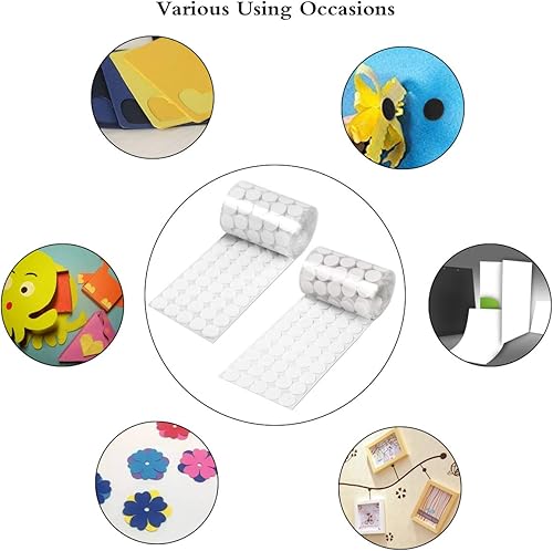 Miniatura 6 de Hompie 1600 piezas (800 pares de juegos) gancho trasero adhesivo de 0.59 pulgadas de diámetro, cintas autoadhesivas de puntos para manualidades,