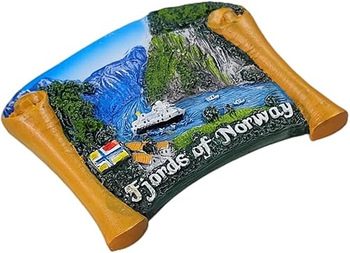 Miniatura 3 de Imán de nevera 3D de Fiordos de Noruega, regalo de recuerdo de resina hecho a mano Noruega, imán para refrigerador para el hogar y la cocina
