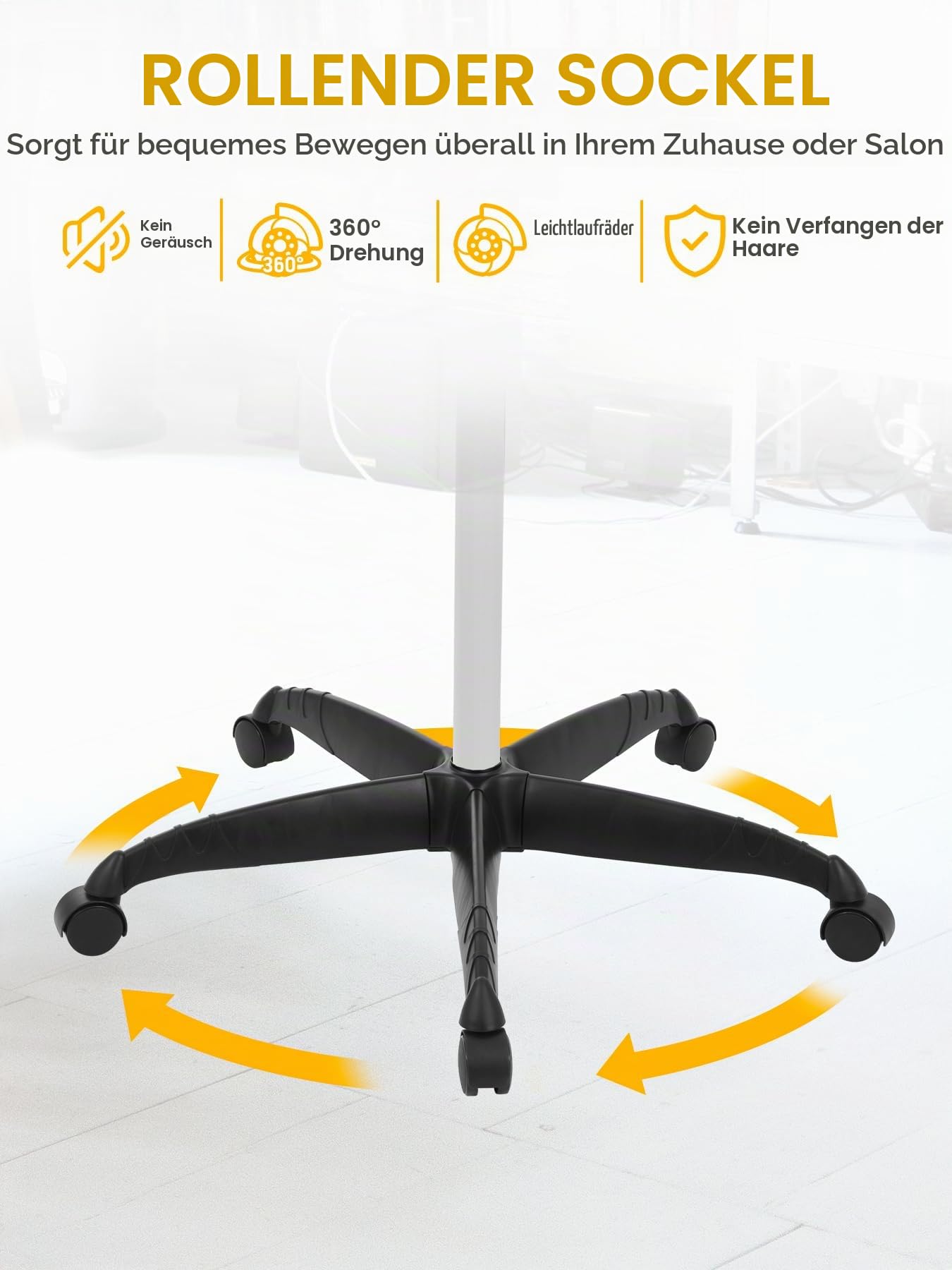 Haartrockner mit Stativ, Profi 1050W Friseur Haartrockenhaube, Höhenverstellbar 78-128cm, Schaltuhr 0-60 Min, Verstellbar Temperatur 0-75℃, Trockenhaube für Friseursalon, Weiß